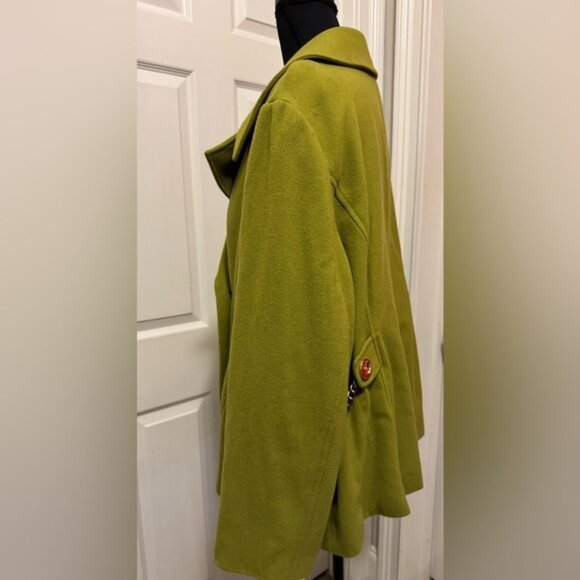 Women's Green Double-Breasted Coat - Picture 11 of 16
